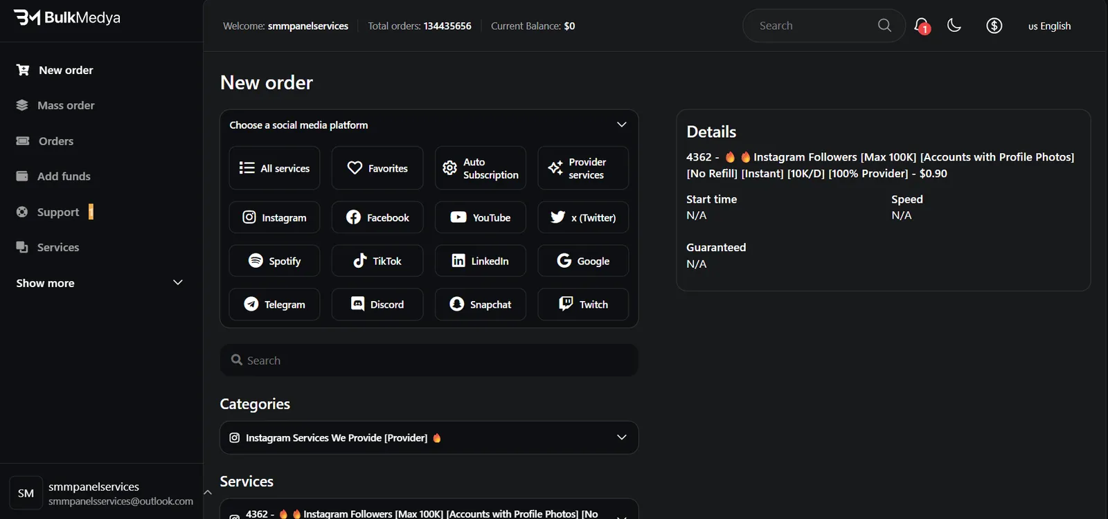 BulkMedya Interface