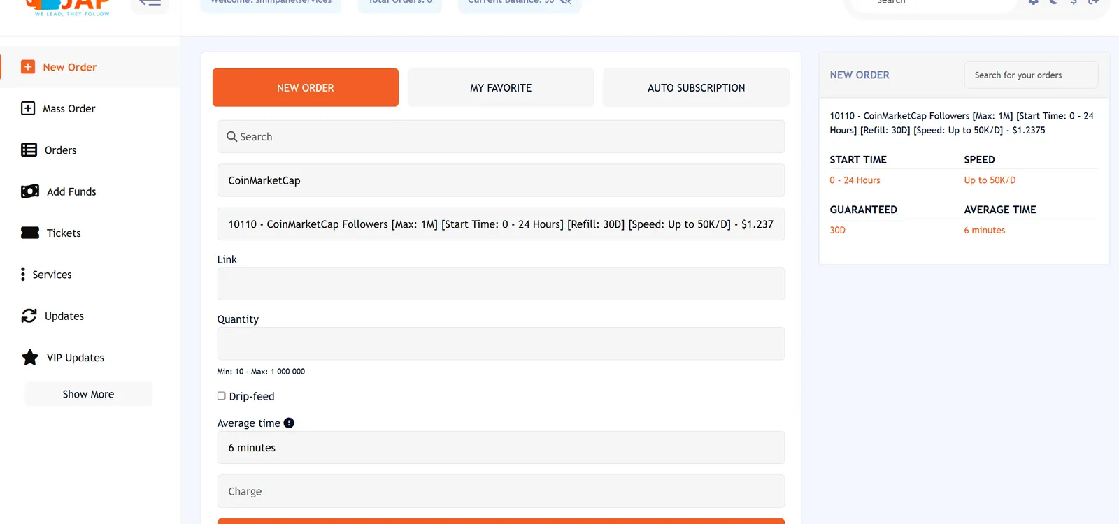JustAnotherPanel Interface